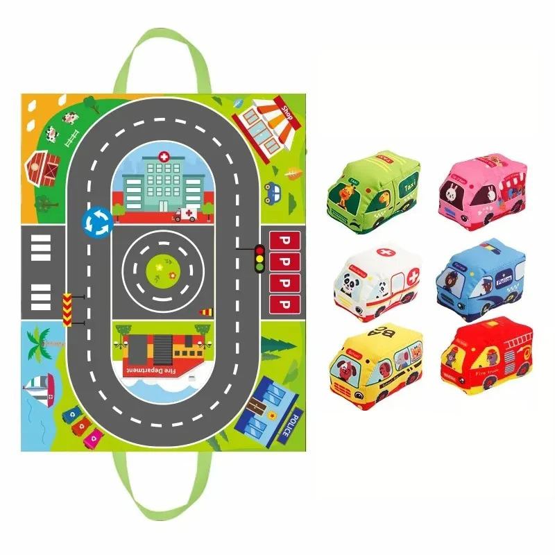 Baby Rattle Toy Set - Early Learning Montessori Soft Cloth Car